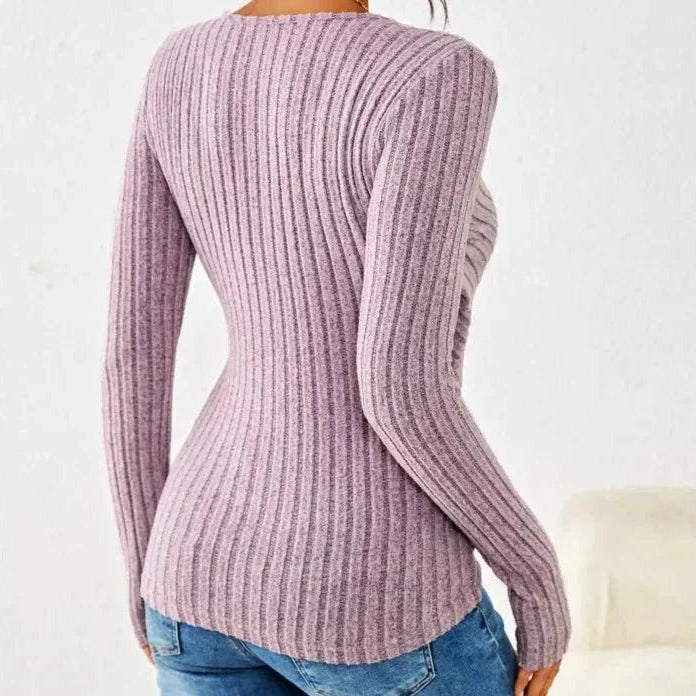 Women's - Long Sleeve Tummy Tucking Top - Soft Fabric, Flattering Fit