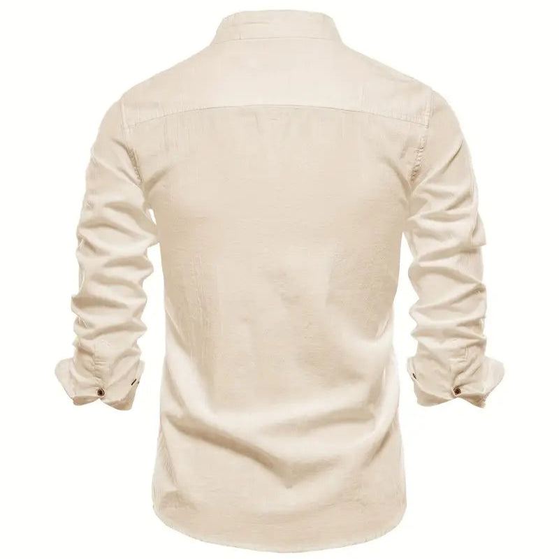 Men's - Stylish Button-Up Shirt - Comfortable Cotton Blend - Casual Wear