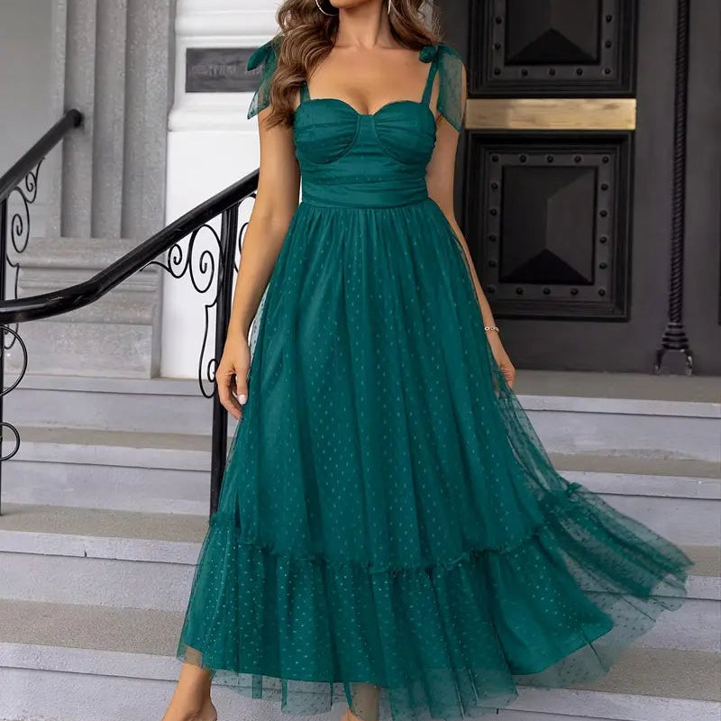 Women's - Elegant Evening Dress - Lightweight Mesh Gown - Perfect for Special Occasions - Stylish and Comfortable