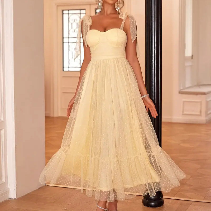 Women's - Elegant Evening Dress - Lightweight Mesh Gown - Perfect for Special Occasions - Stylish and Comfortable