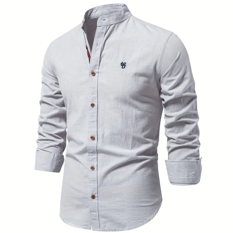 Men's - Stylish Button-Up Shirt - Comfortable Cotton Blend - Casual Wear