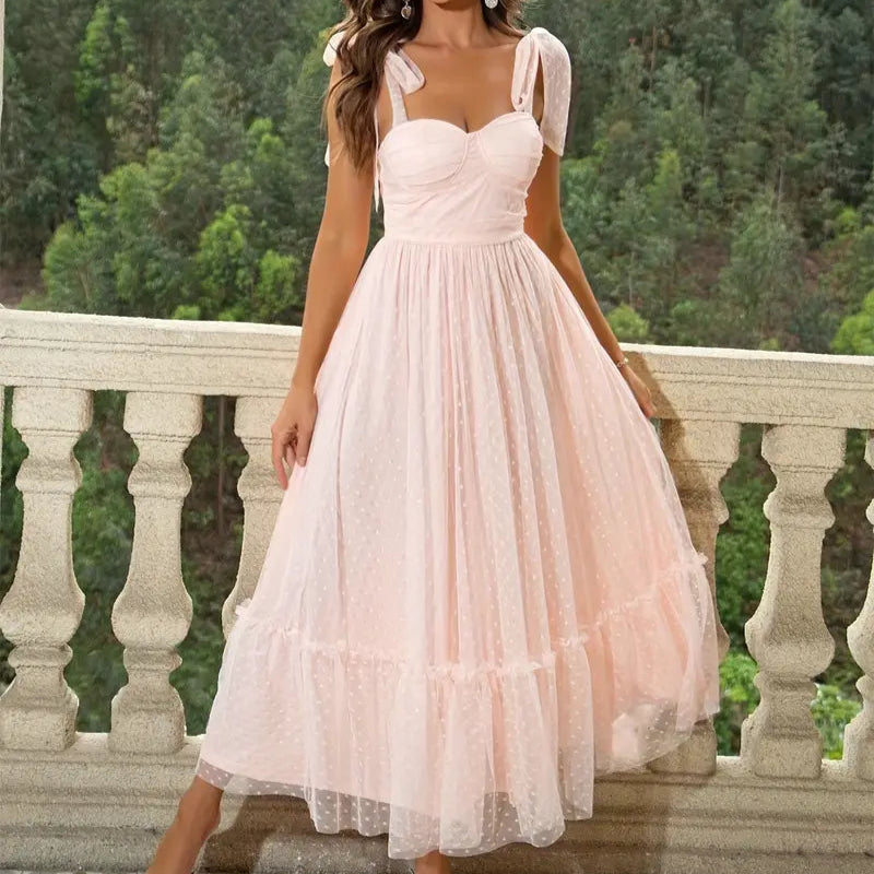 Women's - Elegant Evening Dress - Lightweight Mesh Gown - Perfect for Special Occasions - Stylish and Comfortable