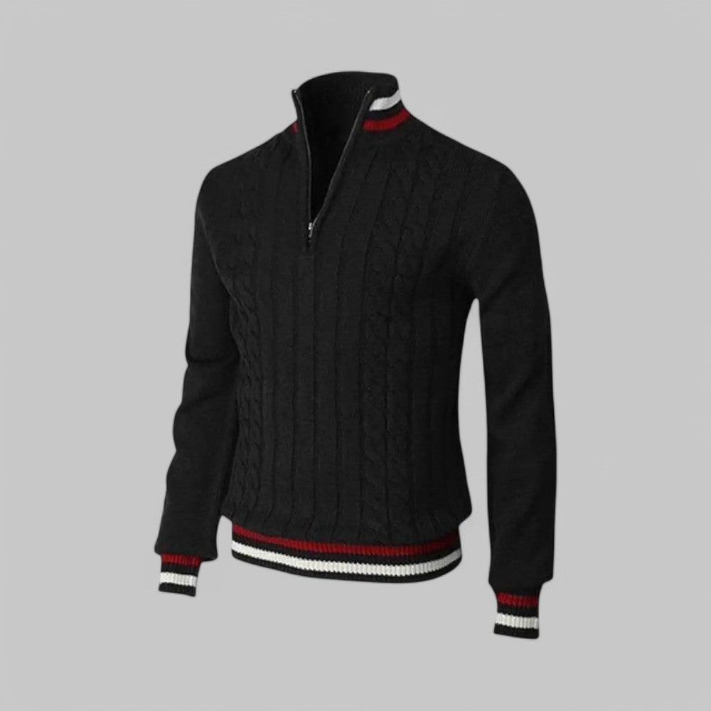 Men's - Half-Zip Twist Knit Jumper - Cosy Style for Casual Wear