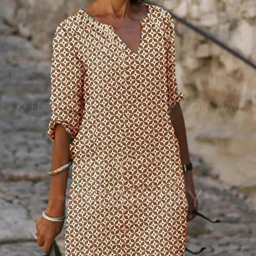 Women's Mid-Length Dress - Breezy Casual Style - Perfect for Summer Outings - Effortless Elegance & Comfort