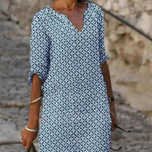 Women's Mid-Length Dress - Breezy Casual Style - Perfect for Summer Outings - Effortless Elegance & Comfort