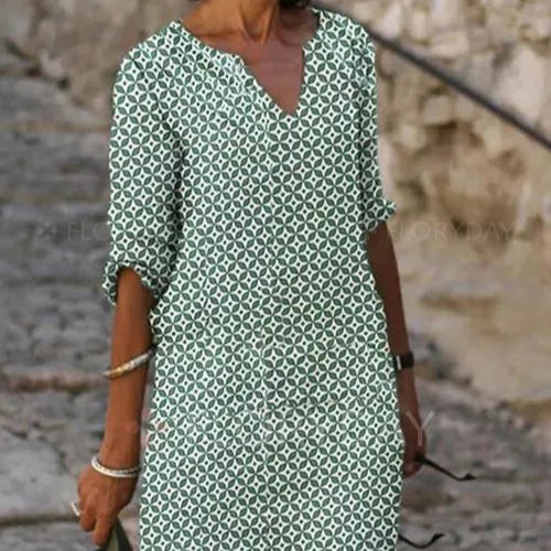 Women's Mid-Length Dress - Breezy Casual Style - Perfect for Summer Outings - Effortless Elegance & Comfort