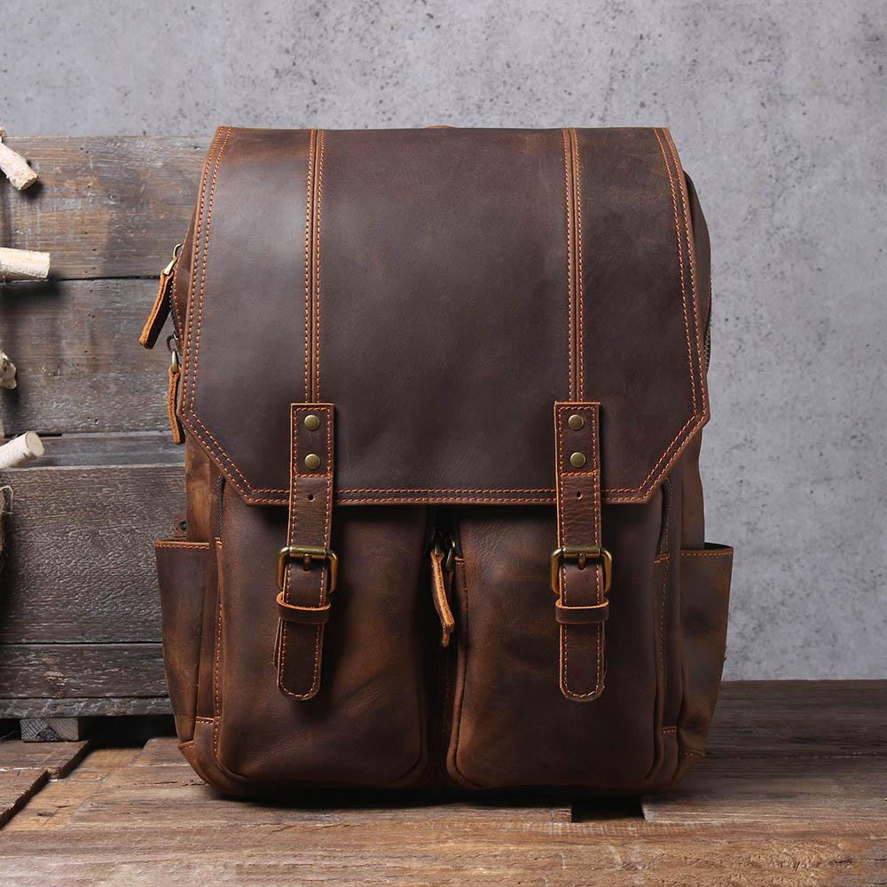 Unisex - Stylish Brown Leather Backpack - Durable & Versatile