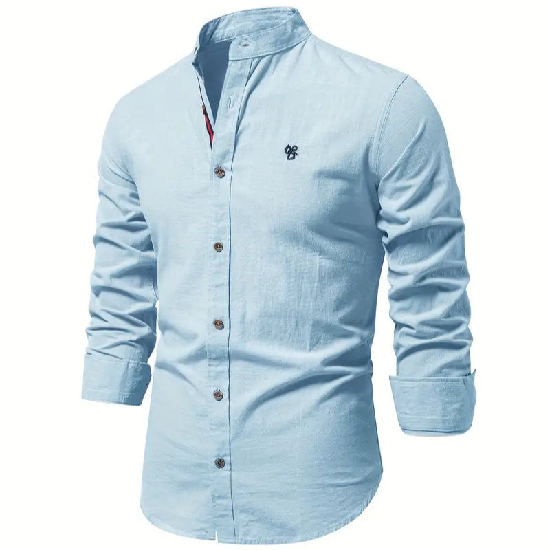 Men's - Stylish Button-Up Shirt - Comfortable Cotton Blend - Casual Wear
