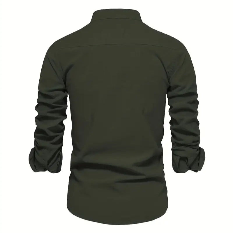 Men's - Stylish Button-Up Shirt - Comfortable Cotton Blend - Casual Wear