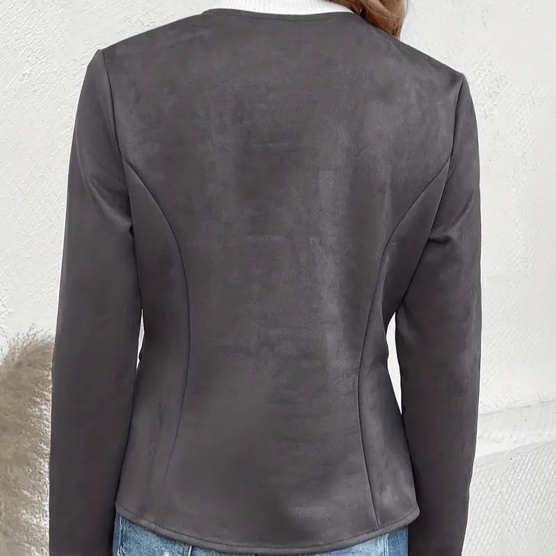 Women's - Tailored Jacket - Minimalist Zip-Up Design - Smart Casual Outerwear