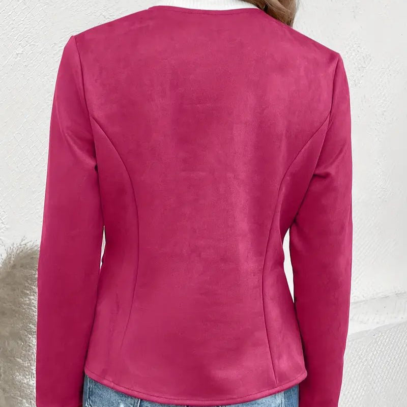 Women's - Tailored Jacket - Minimalist Zip-Up Design - Smart Casual Outerwear
