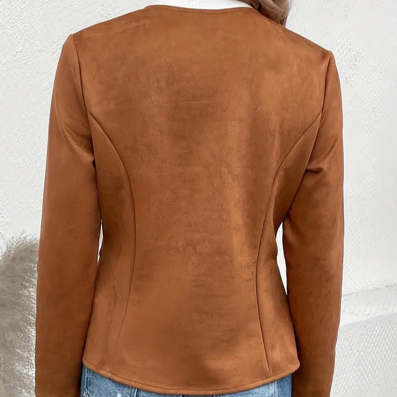 Women's - Tailored Jacket - Minimalist Zip-Up Design - Smart Casual Outerwear