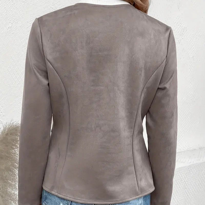Women's - Tailored Jacket - Minimalist Zip-Up Design - Smart Casual Outerwear