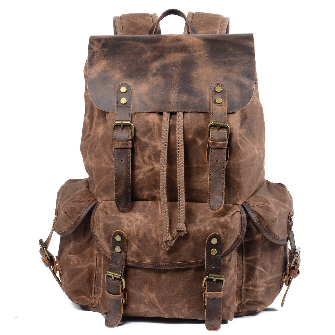 Unisex - 25L Canvas Leather Backpack - Stylish & Durable