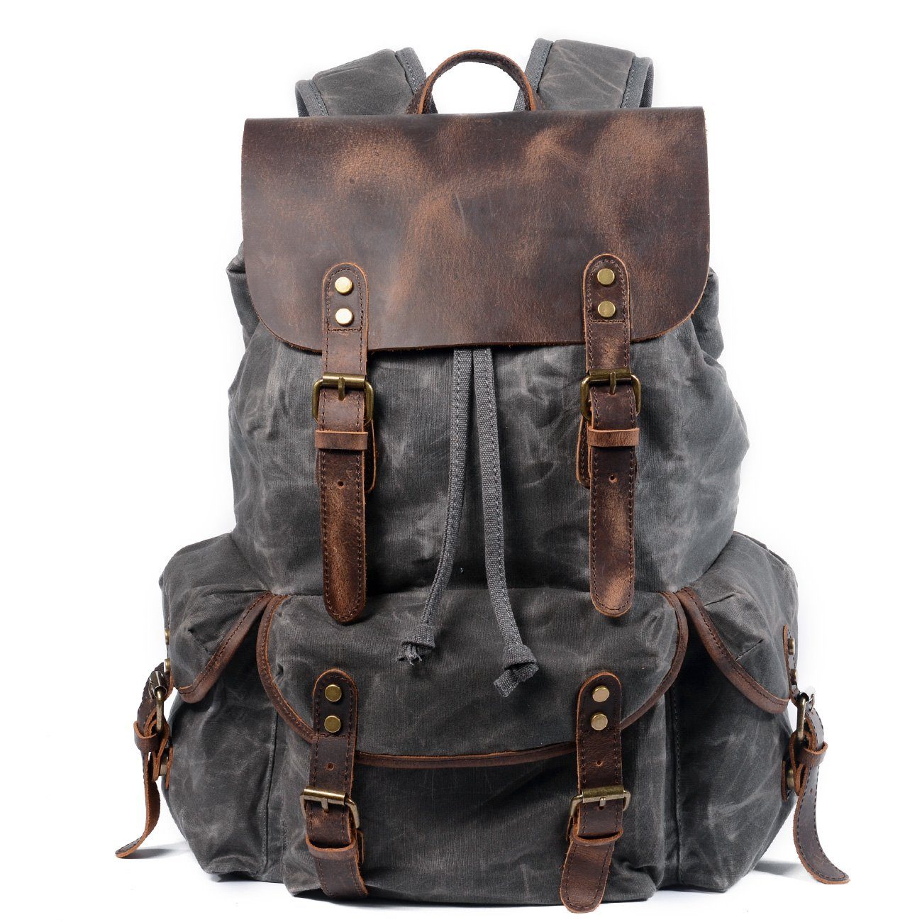 Unisex - 25L Canvas Leather Backpack - Stylish & Durable