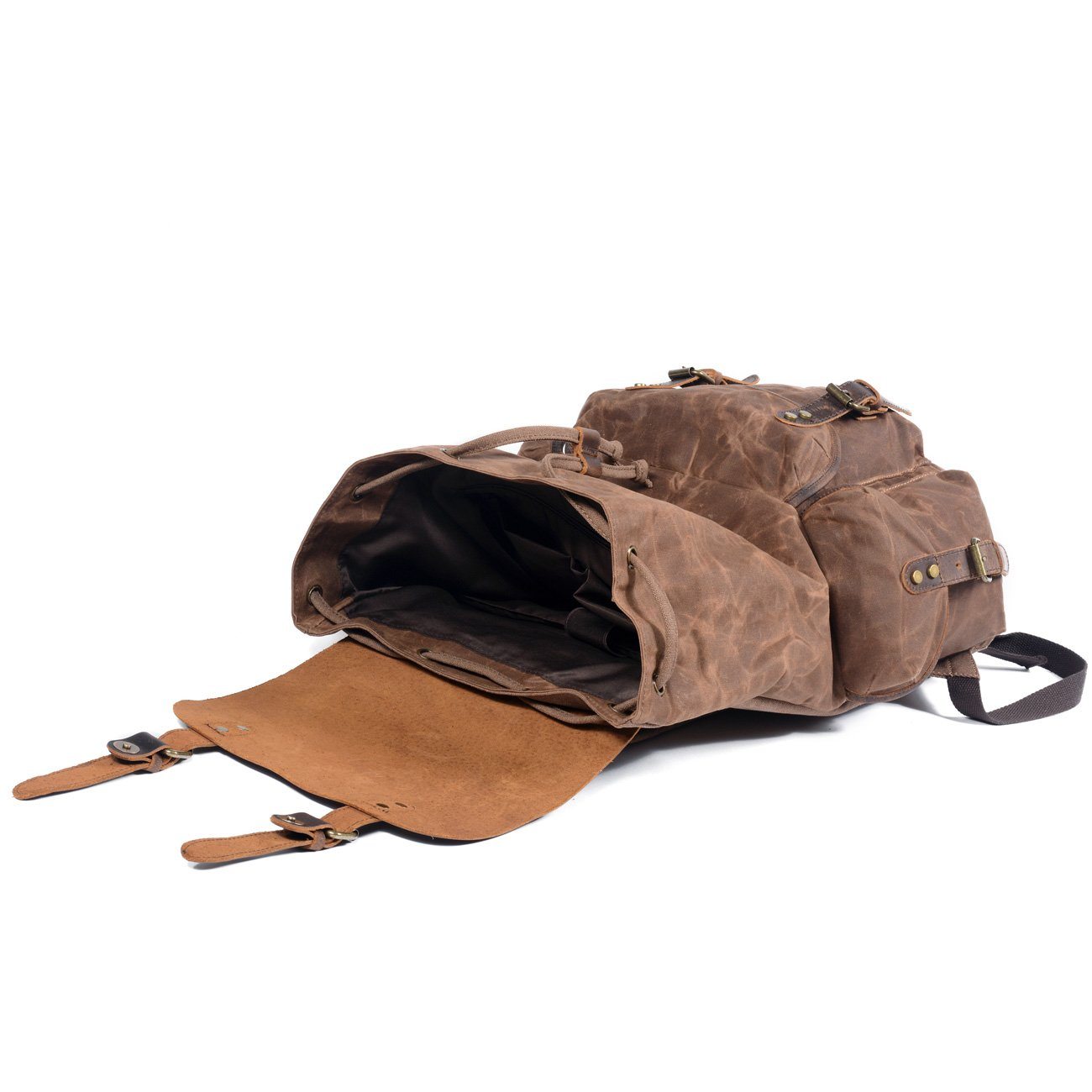 Unisex - 25L Canvas Leather Backpack - Stylish & Durable