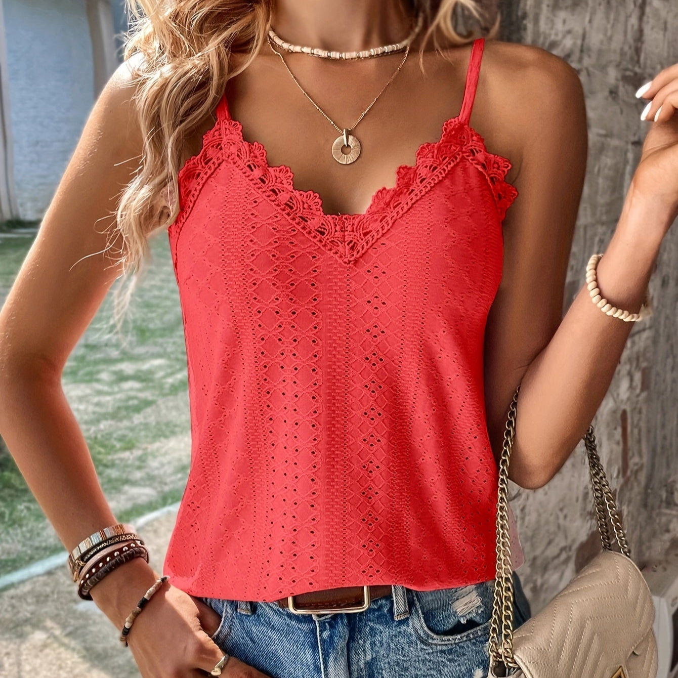 Women's - Casual Sleeveless Lace Blouse - Lightweight Summer Top - Stylish Everyday Wear for Women - Perfect for Warm Days