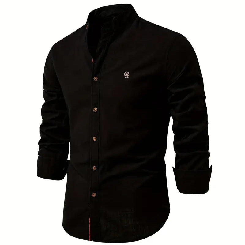 Men's - Stylish Button-Up Shirt - Comfortable Cotton Blend - Casual Wear