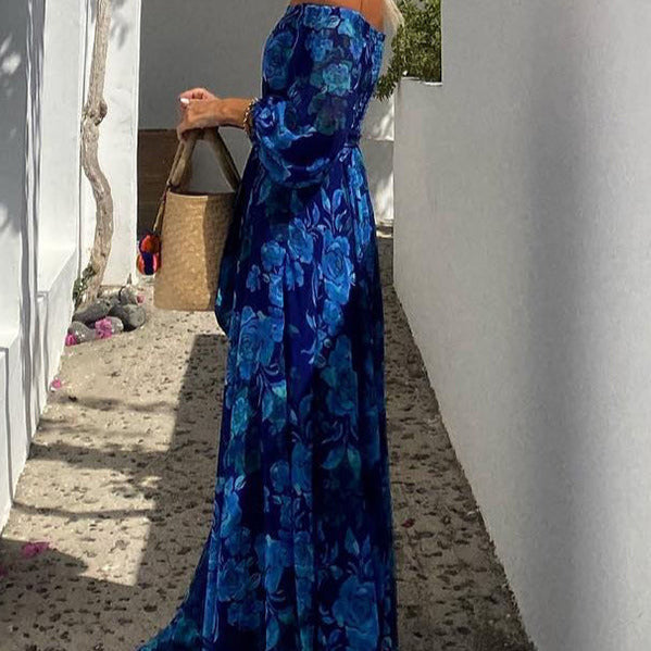 Women's - Floral Off-Shoulder Maxi Dress - Summer Style