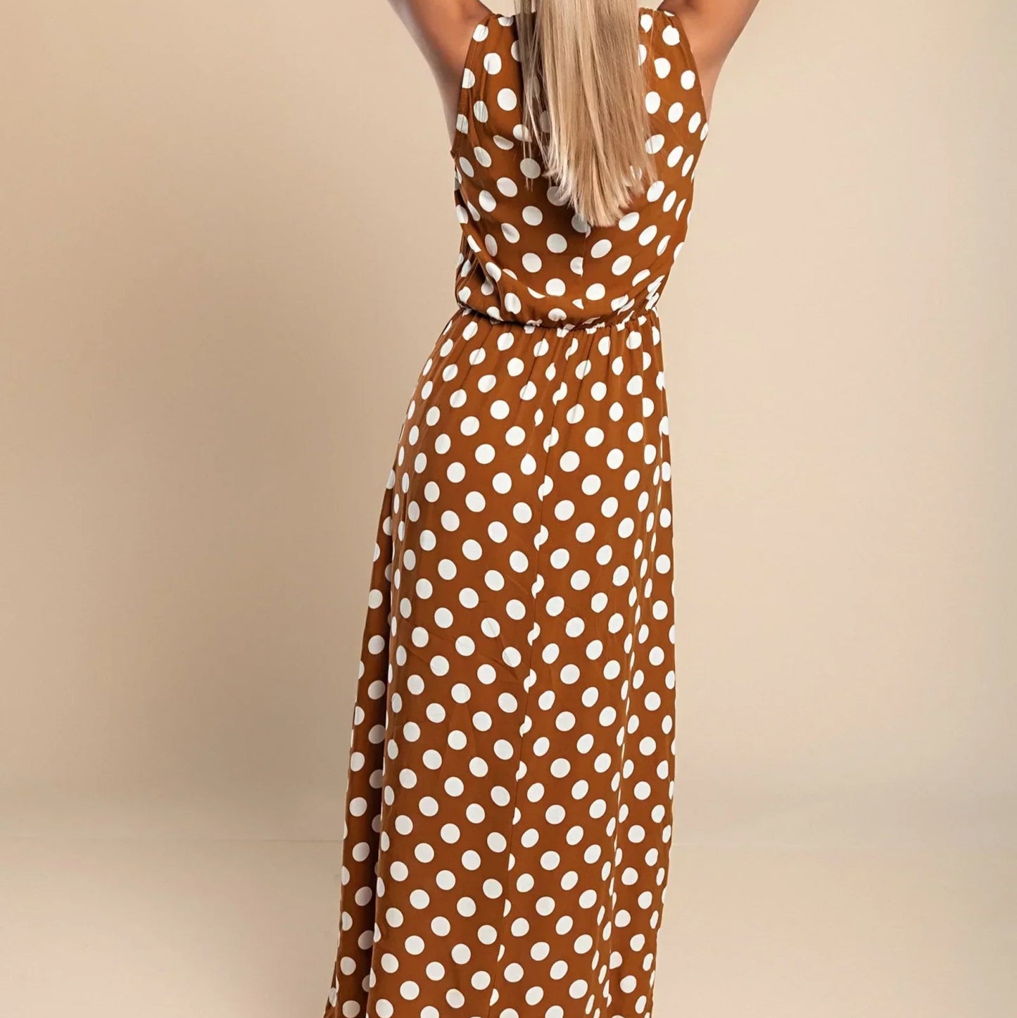 Women's - Polka Dot Maxi Dress - Breezy Cotton Blend - Stylish Summer Fashion - Perfect for Any Occasion