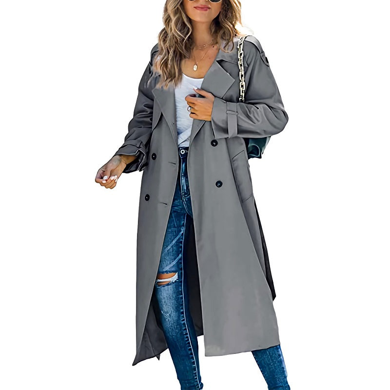 Women's - Trench Coat - Long Belted Style