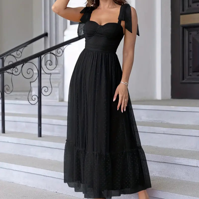 Women's - Elegant Evening Dress - Lightweight Mesh Gown - Perfect for Special Occasions - Stylish and Comfortable