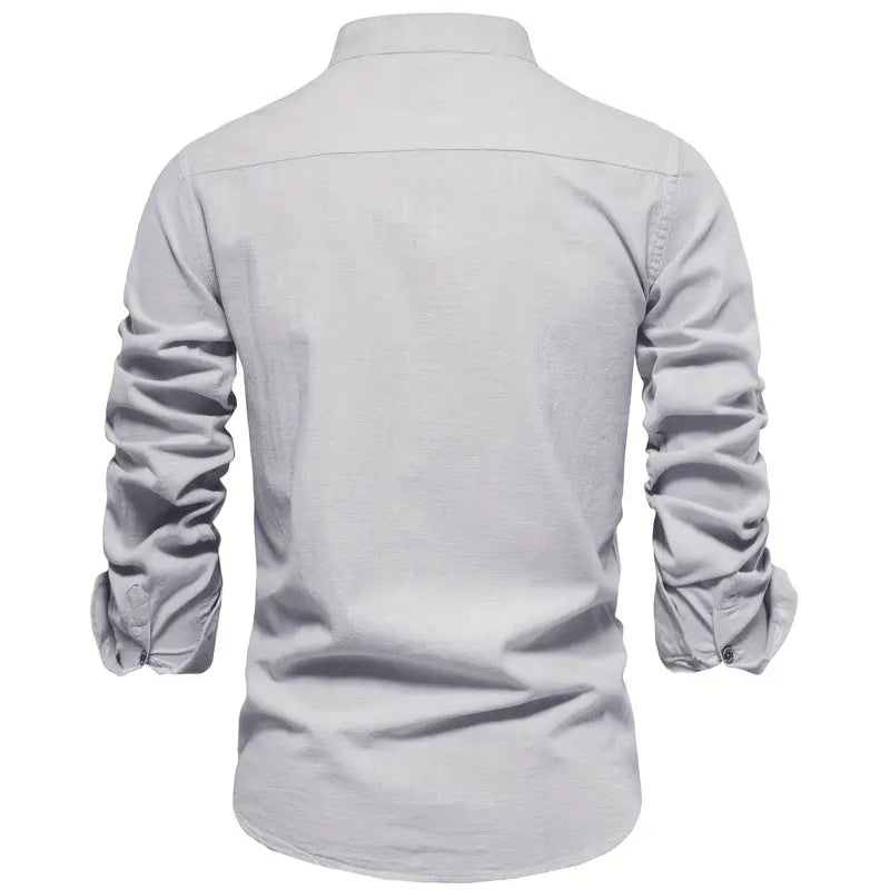 Men's - Stylish Button-Up Shirt - Comfortable Cotton Blend - Casual Wear