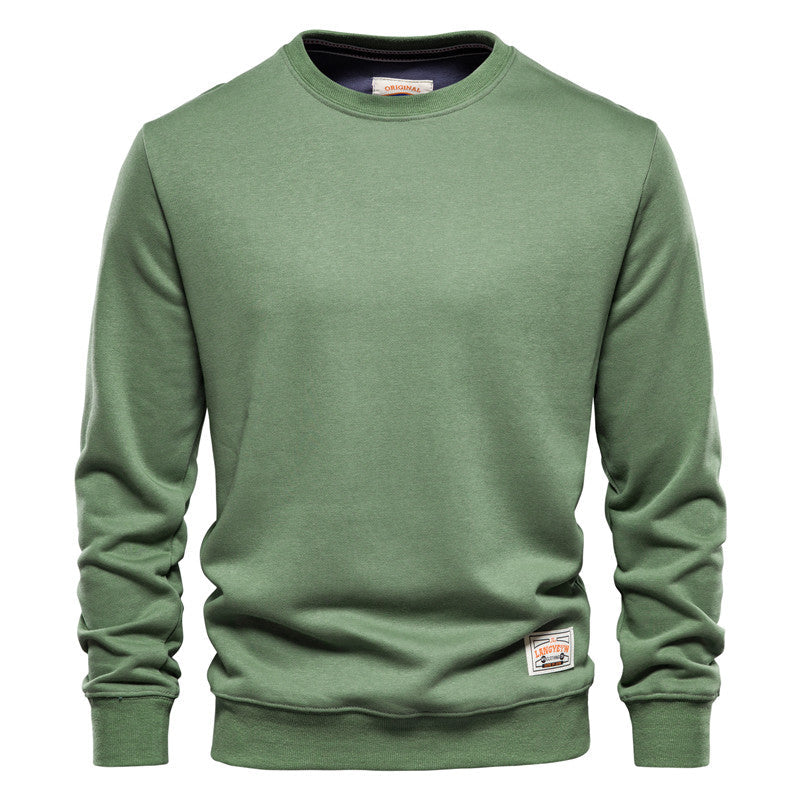 Men's - Casual Crew Neck Sweatshirt - Sporty Polyester Style