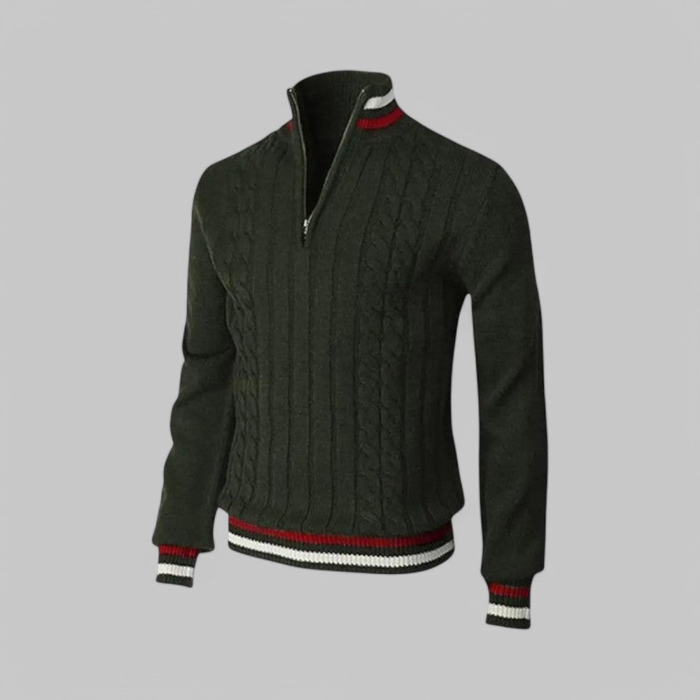 Men's - Half-Zip Twist Knit Jumper - Cosy Style for Casual Wear