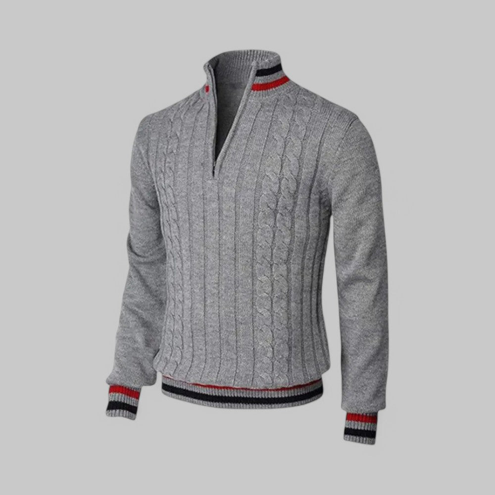 Men's - Half-Zip Twist Knit Jumper - Cosy Style for Casual Wear