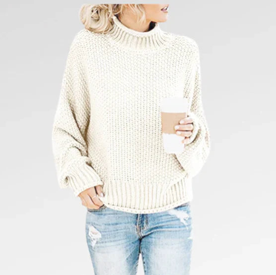 Women's - Knitted Jumper - Turtleneck Warm Loose Fit