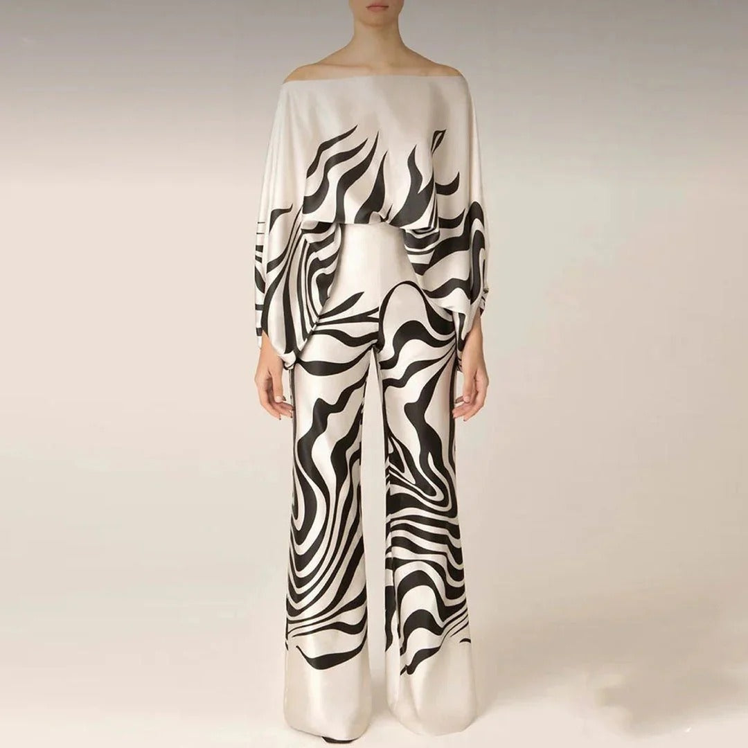Women's - Vintage Off-Shoulder Two-Piece Set