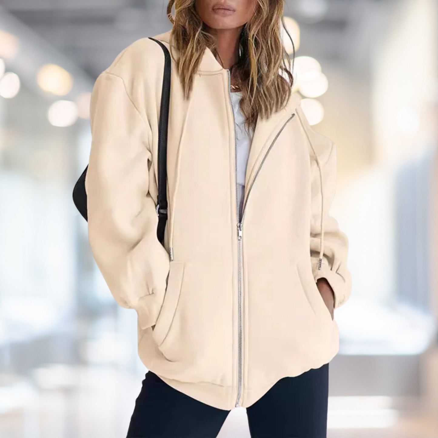 Women's - Zip-Up Hoodie - Oversized Fit - Casual Streetwear Style