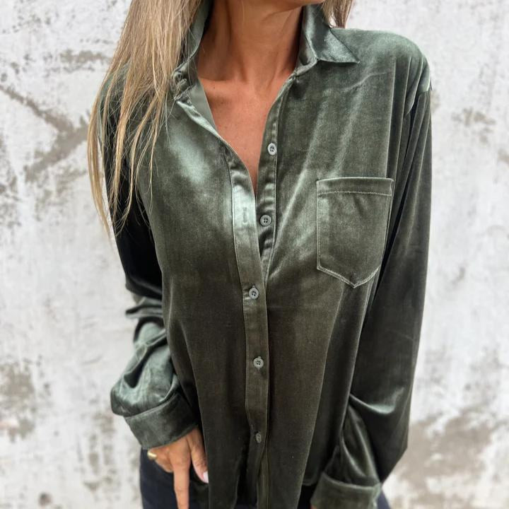 Women's - Velvet Shirt - Soft & Luxurious Fabric - Trendy Style