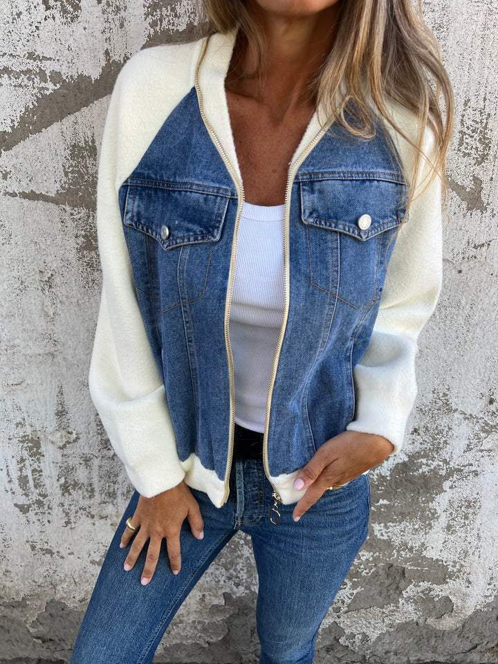 Women's - Sporty Denim Jacket – Stylish Design – Casual Outerwear