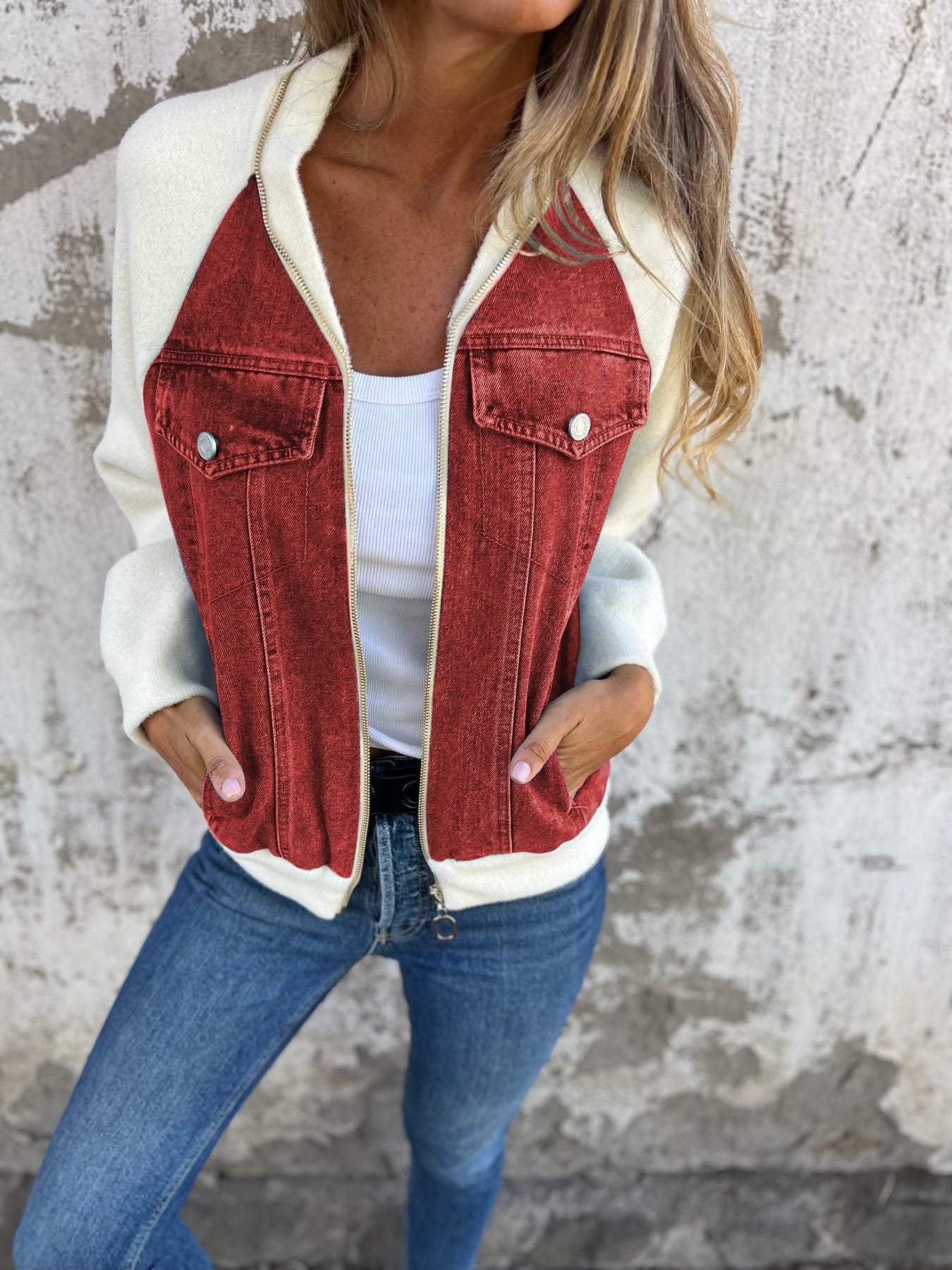 Women's - Sporty Denim Jacket – Stylish Design – Casual Outerwear