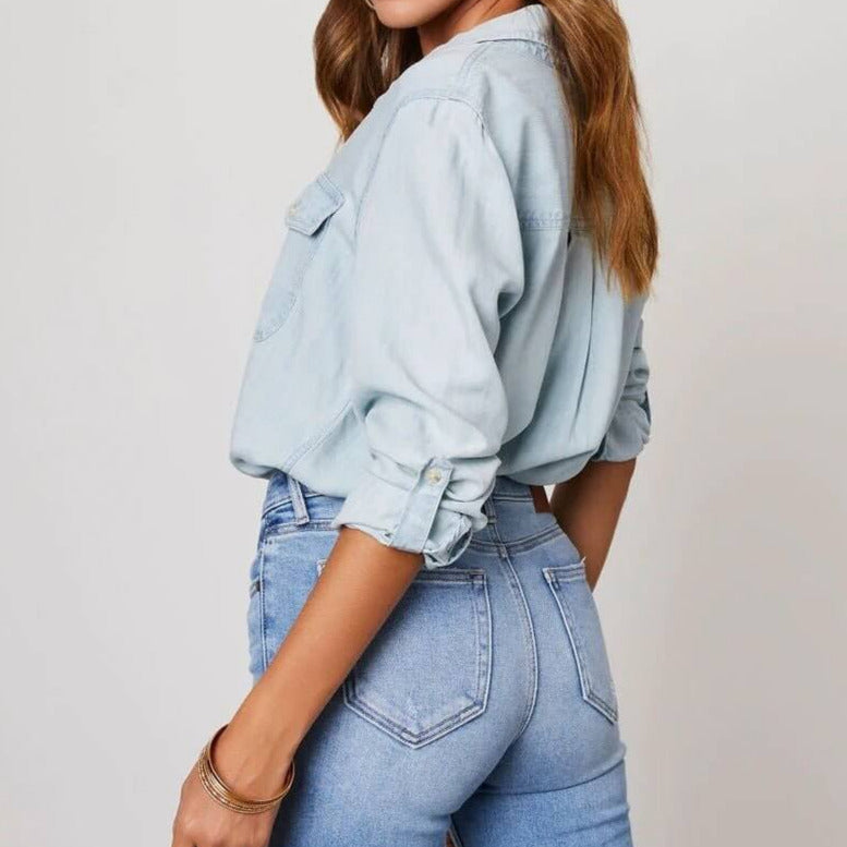 Women's - Relaxed Fit Denim Shirt - Casual Style & Comfort