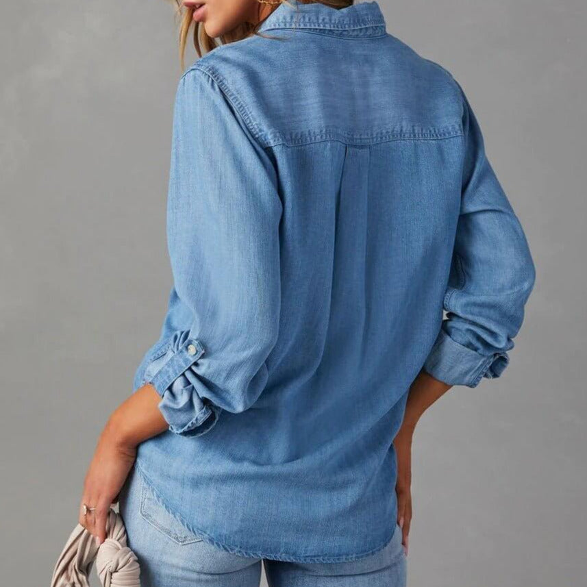 Women's - Relaxed Fit Denim Shirt - Casual Style & Comfort