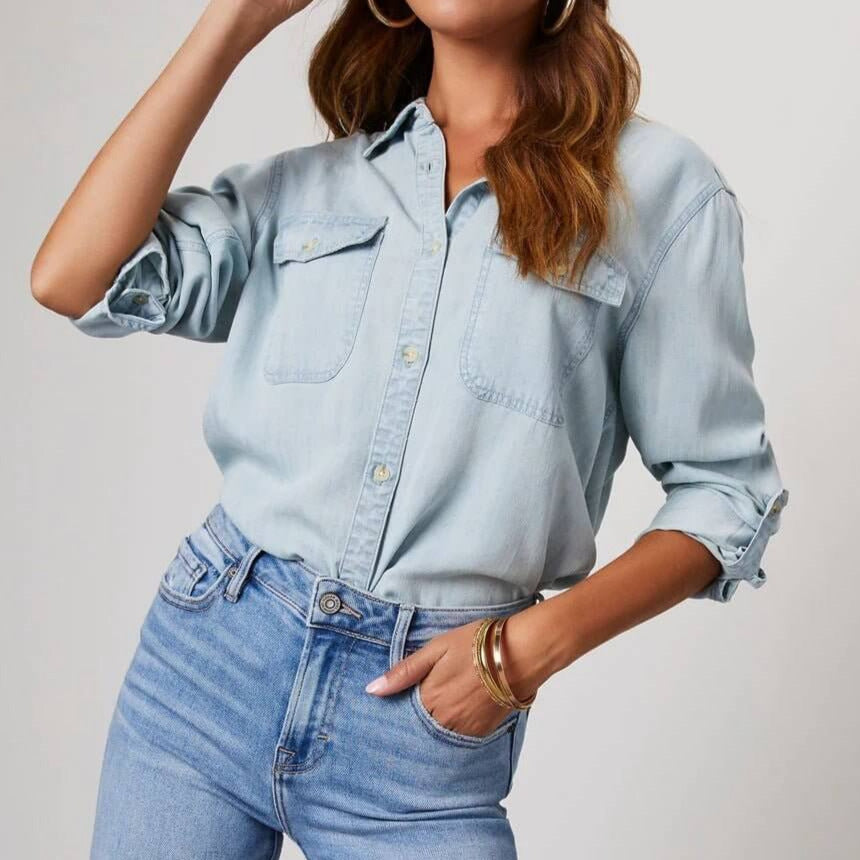Women's - Relaxed Fit Denim Shirt - Casual Style & Comfort