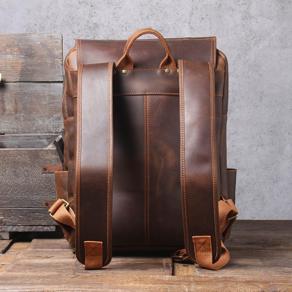 Unisex - Stylish Brown Leather Backpack - Durable & Versatile