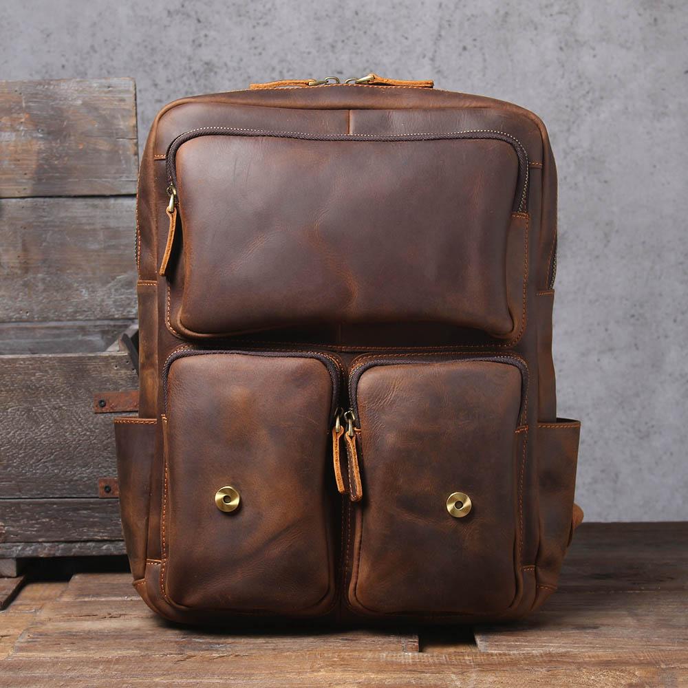 Unisex - Stylish Brown Leather Backpack - Durable & Versatile