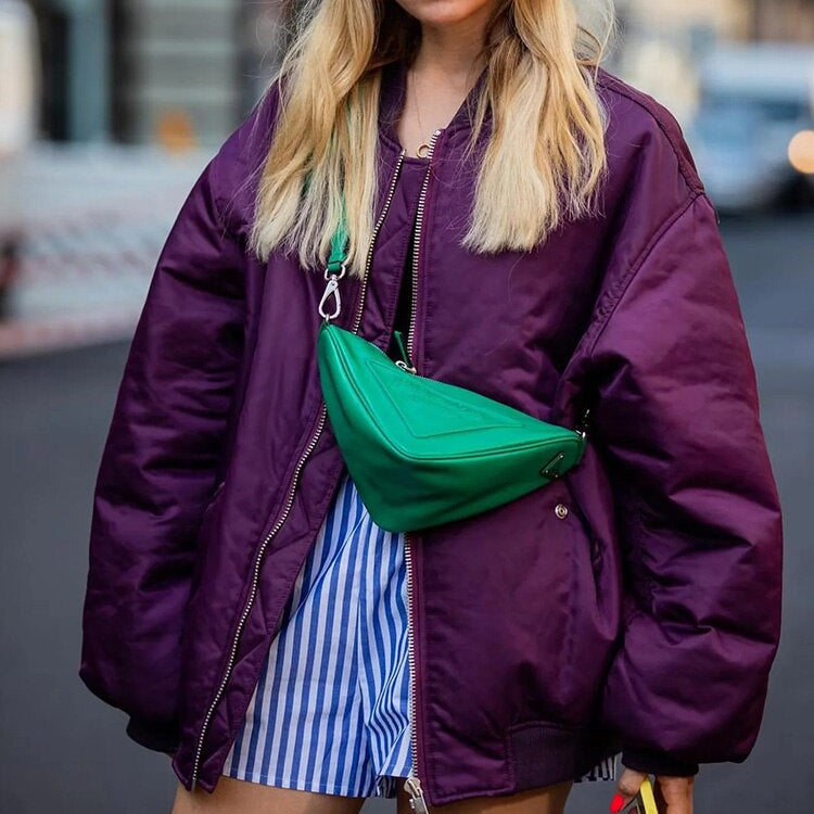 Women's - Oversized Bomber Jacket - Stylish Transition Outerwear