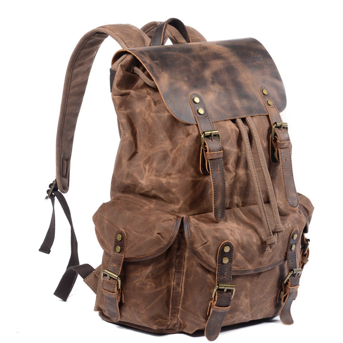 Unisex - 25L Canvas Leather Backpack - Stylish & Durable