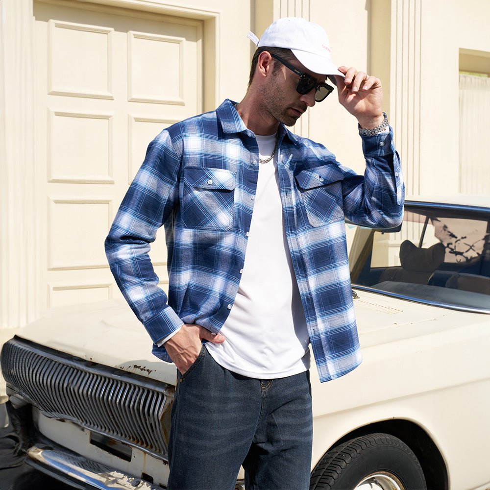Men's - Long Sleeve Shirt – Cotton, Plaid Flannel – Casual Style