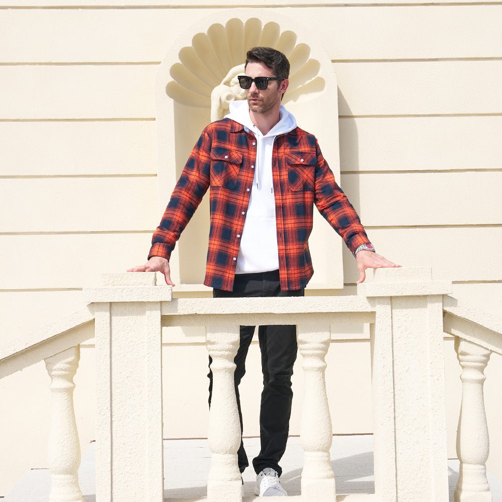 Men's - Long Sleeve Shirt – Cotton, Plaid Flannel – Casual Style