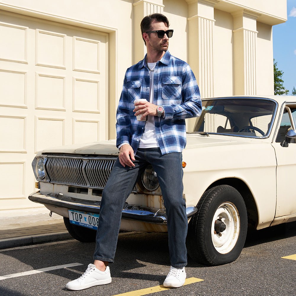 Men's - Long Sleeve Shirt – Cotton, Plaid Flannel – Casual Style