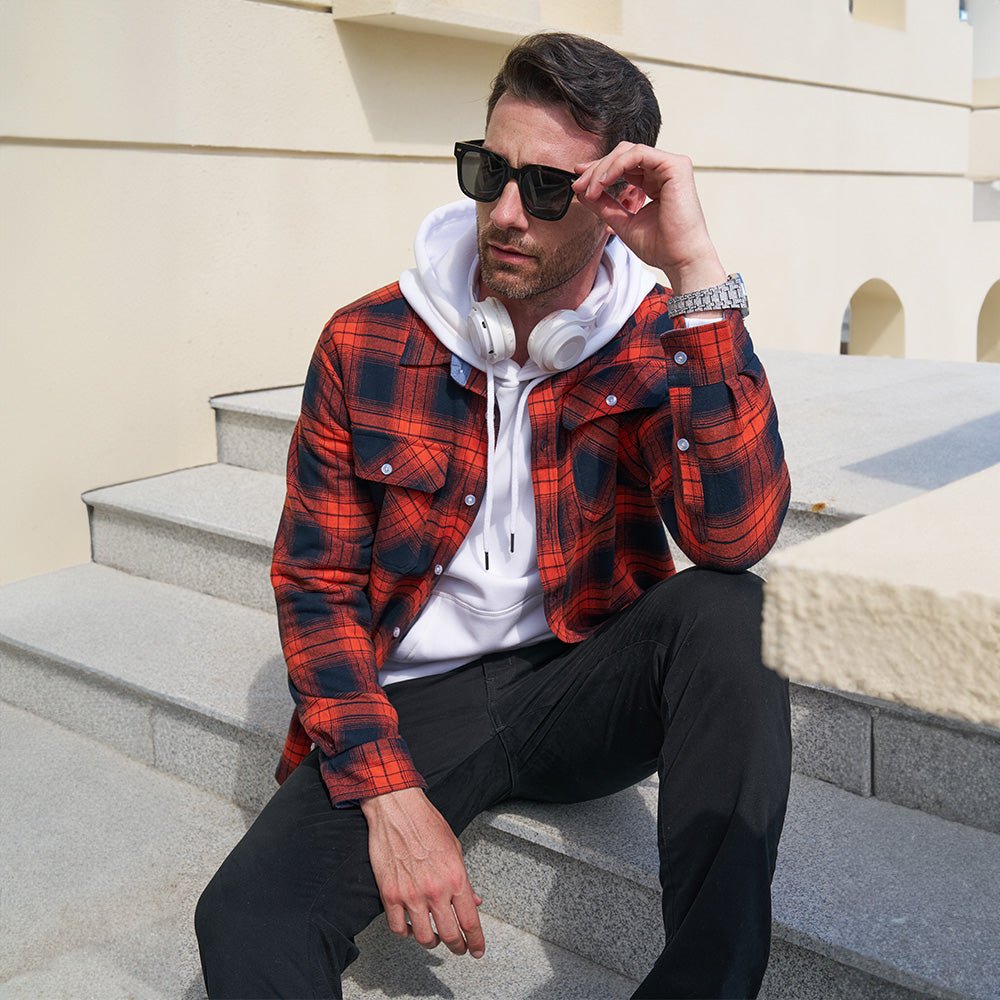 Men's - Long Sleeve Shirt – Cotton, Plaid Flannel – Casual Style