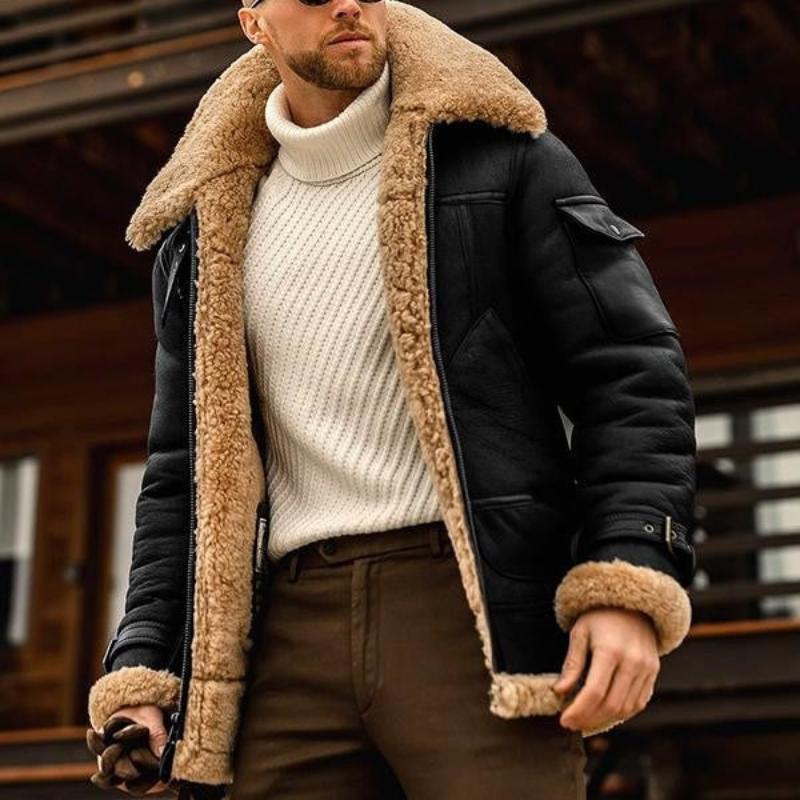 Men's - Warm Lambswool Thick Multi-Pocket Jacket for Winter Comfort