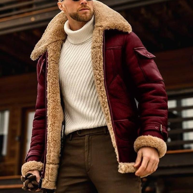 Men's - Warm Lambswool Thick Multi-Pocket Jacket for Winter Comfort