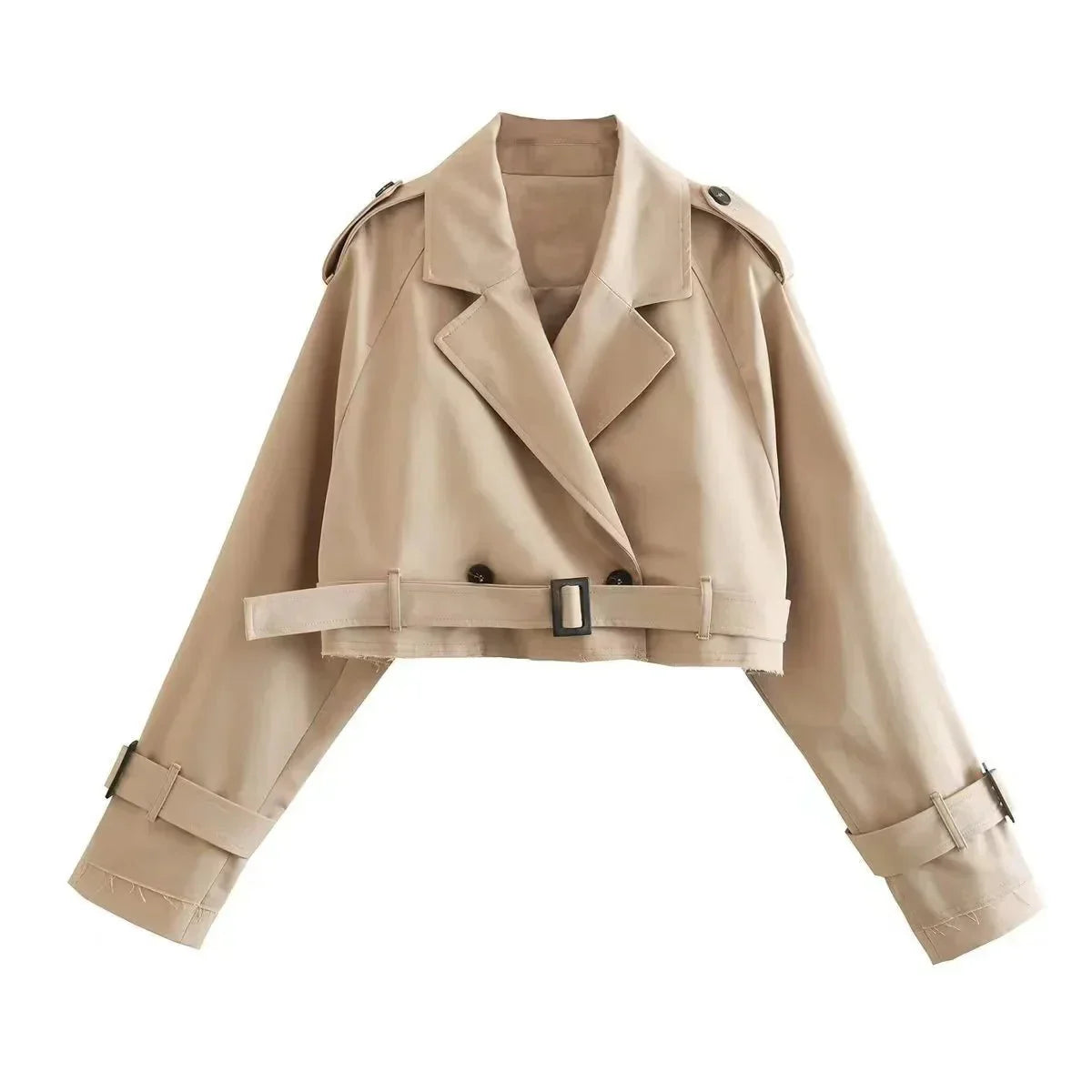 Women's - Stylish Short Trench Coat - Fashionable Design for Every Occasion